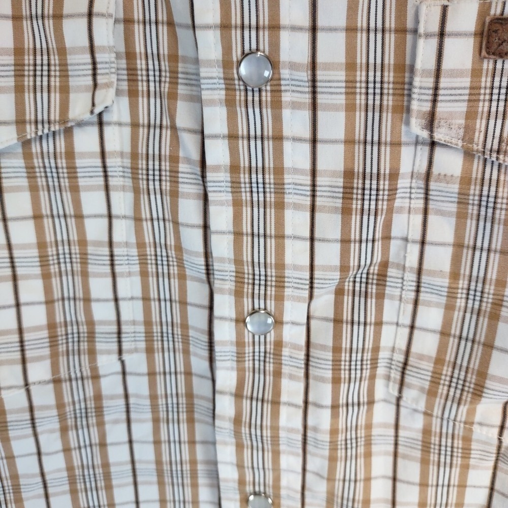 Carhartt Shirt Men SZ MED BRN Plaid Western Pearl Snap Cowboy Rodeo Hipster Work - Picture 4 of 7